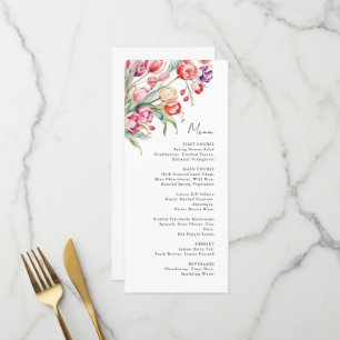 cascading flowers tulips wedding menu