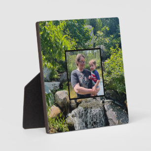 Cascading forest waterfall trees greenery plaque