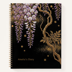 Cascading Fuji: The Maki-e Style Wisteria & Gold Notebook