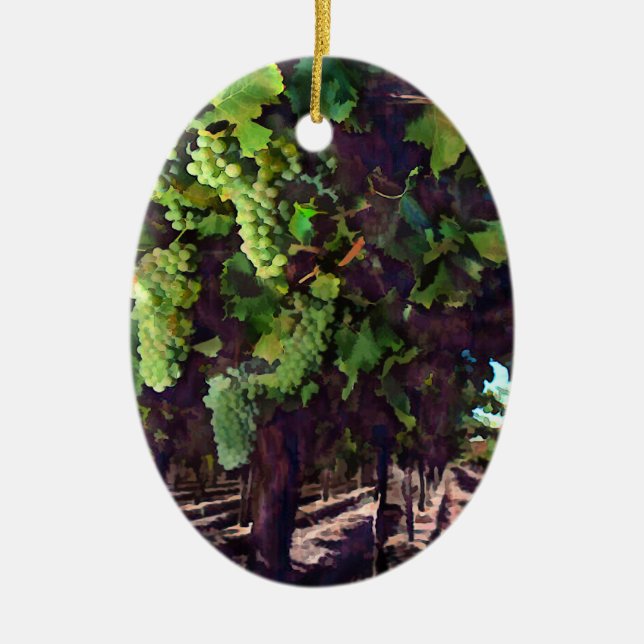 Cascading Grapes Ceramic Ornament (Front)