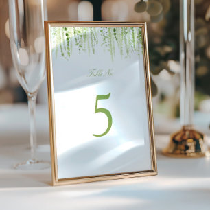Cascading Greenery Wedding Table Number