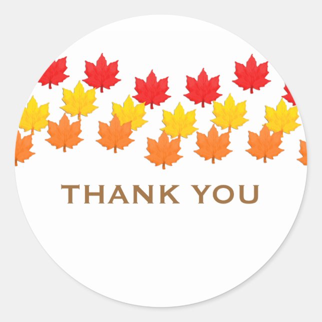 Cascading Leaves Fall Thank You Stickers (Front)