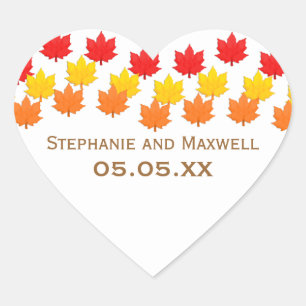Cascading Leaves Fall Wedding Stickers