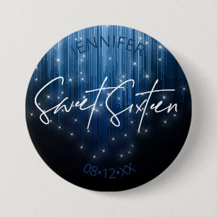 Cascading Lights Sweet 16 Blue ID790 3 Inch Round Button