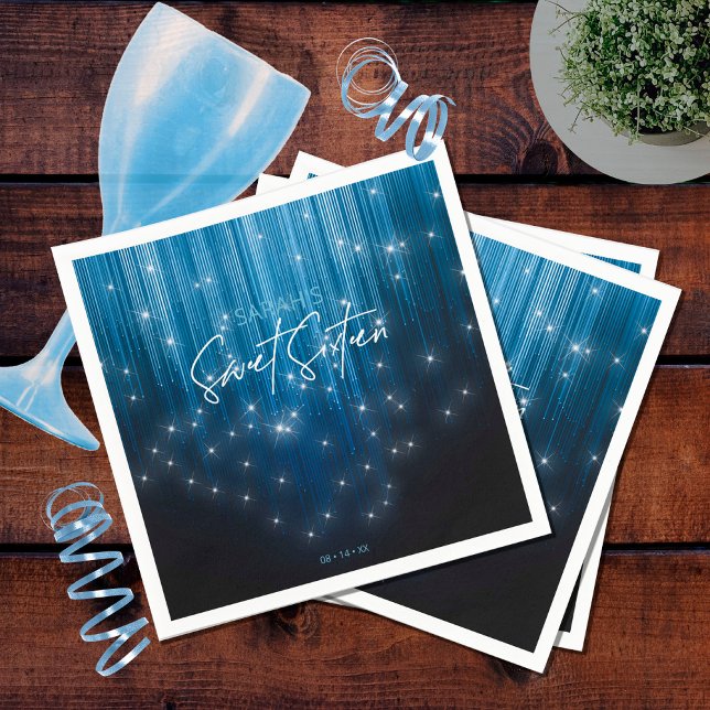 Cascading Lights Sweet 16 Blue ID790 Napkin (Creator Uploaded)
