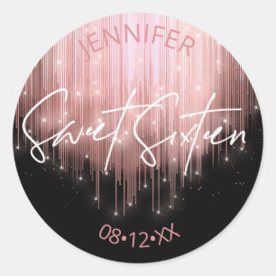 Cascading Lights Sweet 16 Rose Gold ID790 Classic Round Sticker