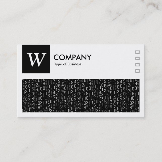 Cascading Numbers - Logo and Panel v2 - Black Business Card (Front)