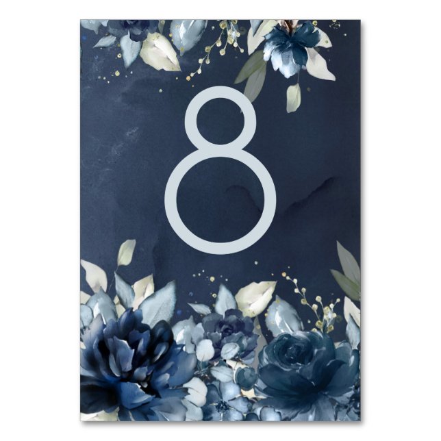 Cascading Peonies Wedding Table Number Card (Back)