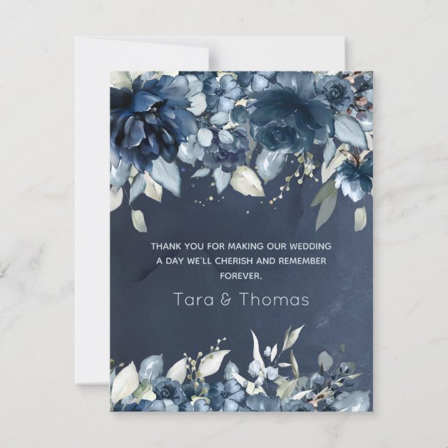 Cascading Peonies Wedding Thank You Card (Front)