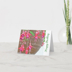 CASCADING PINK AND RED FUCHSIA/HAPPY BIRTHDAY CARD