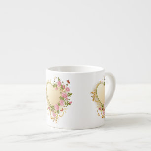 Cascading Roses Gold Heart Espresso Cup