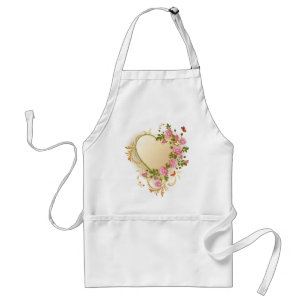 Cascading Roses Gold Heart Standard Apron
