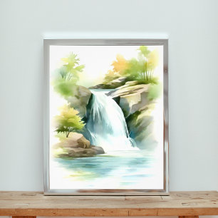 Cascading Serenity: A Breathtaking Waterfall Photo Print