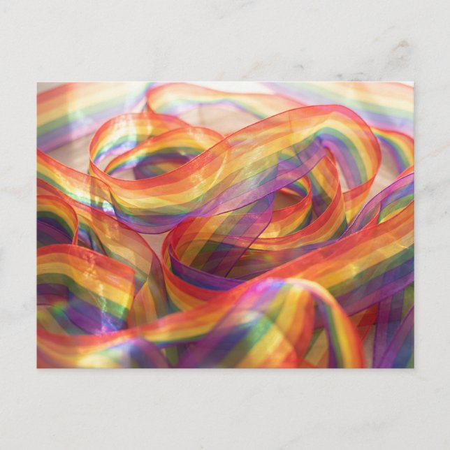 Cascading Sheer Rainbow Ribbon. postcard (Front)
