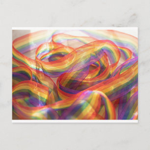 Cascading Sheer Rainbow Ribbon. postcard
