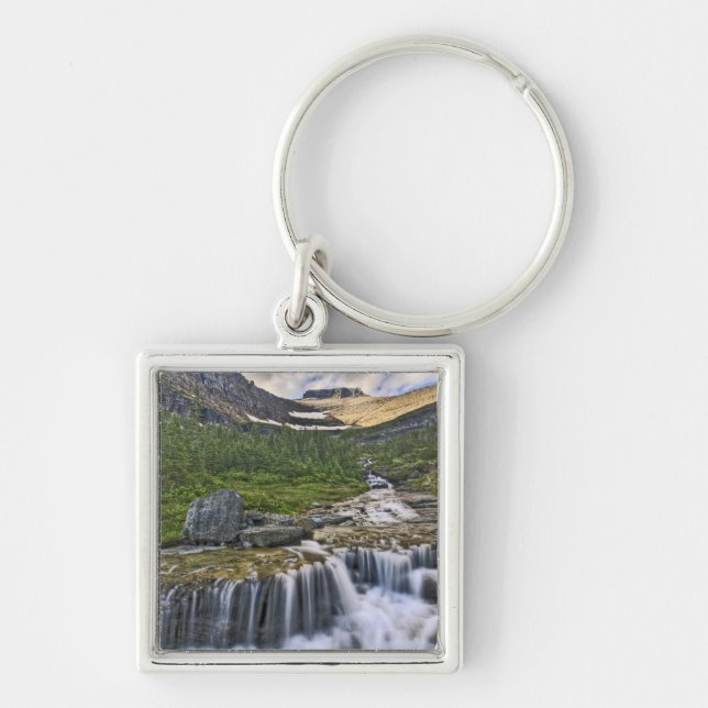 Cascading stream, Glacier National Park, Keychain (Front)