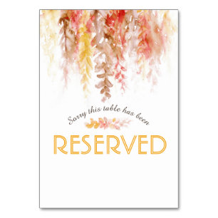 Cascading vine brown orange  watercolor reserved table number