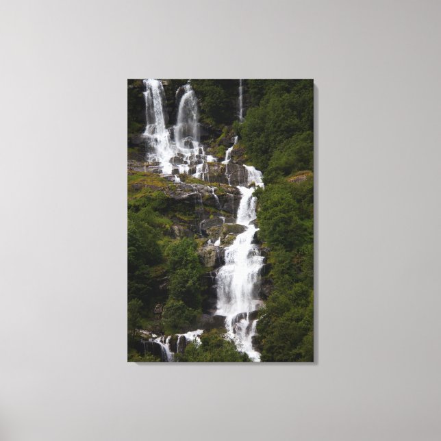 Cascading Volefossen Waterfall Canvas Print (Front)