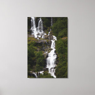 Cascading Volefossen Waterfall Canvas Print