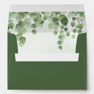 Cascading Watercolor Eucalyptus Rustic Olive Green Envelope