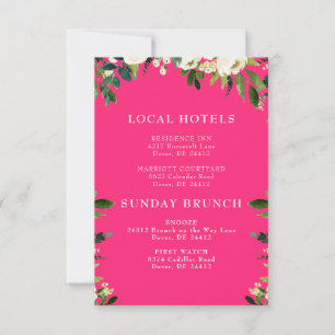 Cascading White Floral Hot Pink Small Insert Invitation