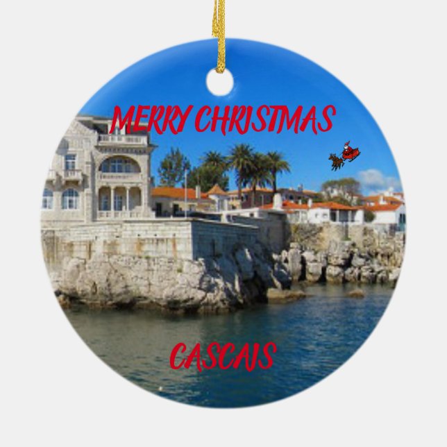 Cascais, Portugal Panoramic Ornament (Back)