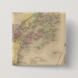 Casco Bay Map 2 Inch Square Button