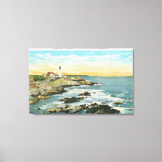 Casco Bay View of the Portland Head Lighthouse Canvas Print (Front)