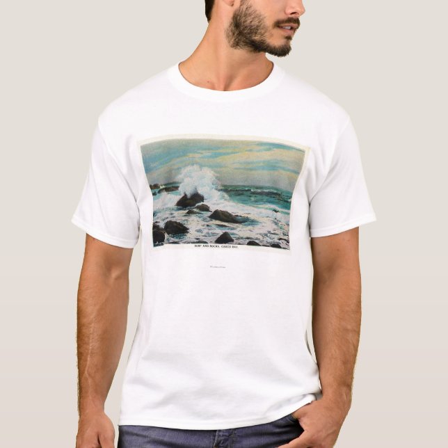 Casco Bay View of the Surf and Rocks T-Shirt (Front)