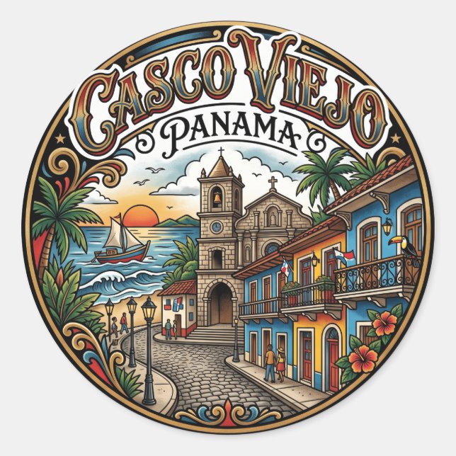 Casco Viejo Panama Classic Round Sticker (Front)