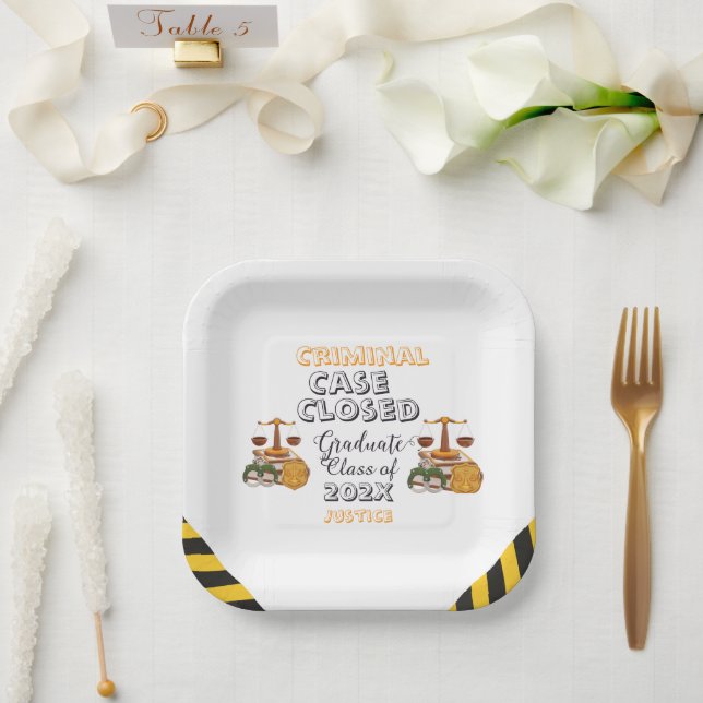 Case Closed Graduation Funny Criminal justice  Paper Plate (Wedding)