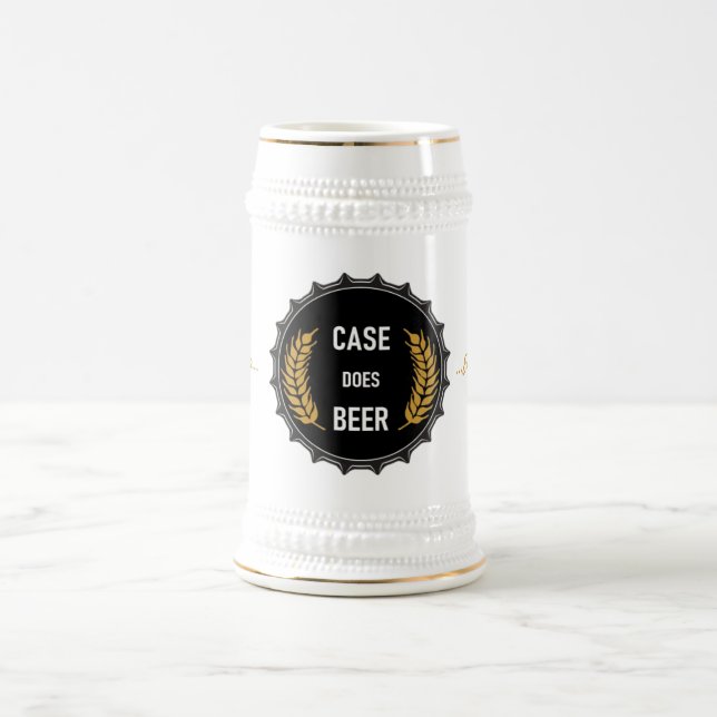 Case Does Beer White and Gold German 22oz Stein (Center)