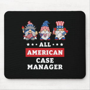 Case Manager Gnomes July 4th American Flag Usa  Mouse Pad