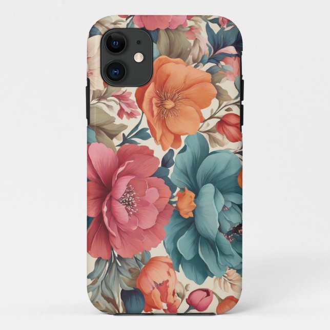 Case-Mate, Apple iPhone 11, Florals pattern Case-Mate iPhone Case (Back)