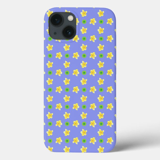 Case-Mate iPad Case: Primroses on Violet Blue Case-Mate iPhone Case (Back)