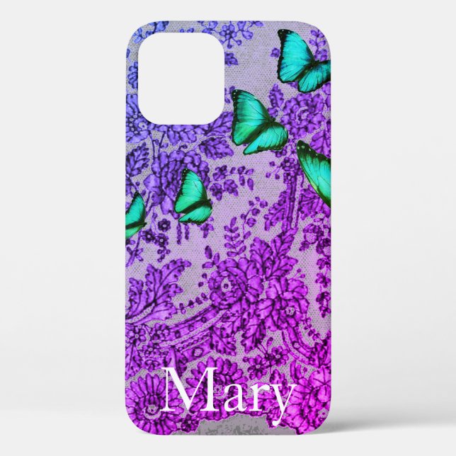 CASE MATE IPHONE CASE BLUE LACE WITH CUSTOM NAME (Back)
