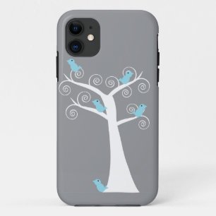 Case-Mate Pour iPhone Cinq oiseaux bleus dans un Coque d'arbre