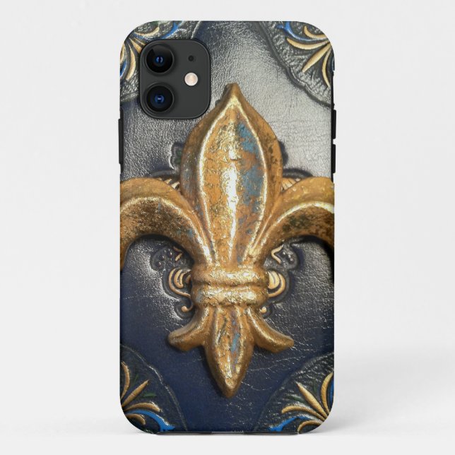 Case-Mate Pour iPhone coque en cuir Fleur de lis (Dos)