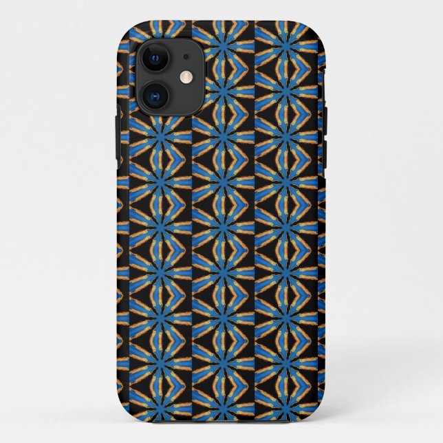 Case-Mate Pour iPhone géométrique bleue sur coque noir (Dos)
