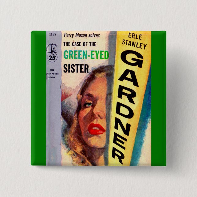 Case of the Green-Eyed Sister 2 Inch Square Button (Front)
