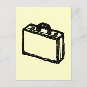 Case Sketch. Black and Cream. Suitcase, Briefcase Postcard