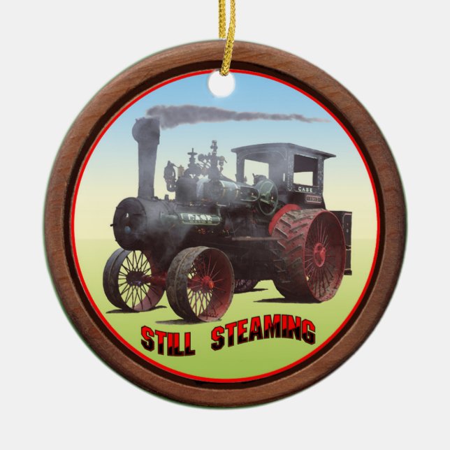 Case Tractor 'Still Steaming' Ceramic Ornament (Front)