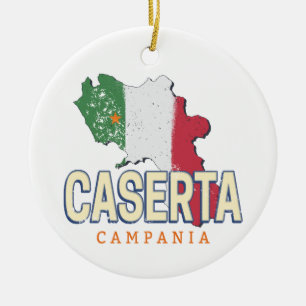 Caserta Italy Retro Campania Map Vintage Souvenir Ceramic Ornament