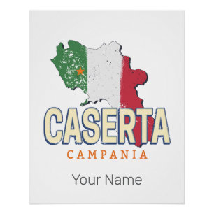 Caserta Italy Retro Campania Map Vintage Souvenir Poster
