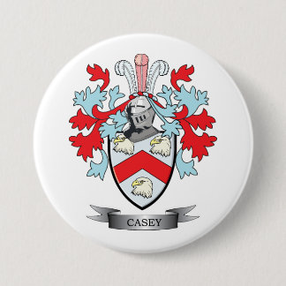 Casey Family Crest and Coat of Arms 3 Inch Round Button