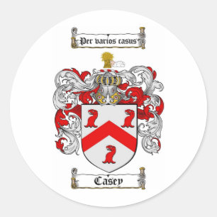 CASEY FAMILY CREST -  CASEY COAT OF ARMS CLASSIC ROUND STICKER