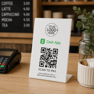 Cash App QR Code Contactless Payment Add Logo Pedestal Sign