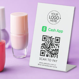 Cash App QR Code Contactless Payment Add Logo  Pedestal Sign