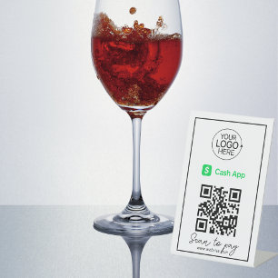 Cash App QR Code Payment Logo Contactless Script Pedestal Sign