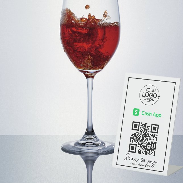 Cash App QR Code Payment Logo Contactless Script Pedestal Sign (Cash App QR Code Payment Logo Contactless Script Pedestal Sign)